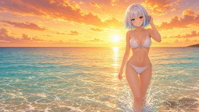 ミア: 夕暮れのビーチ